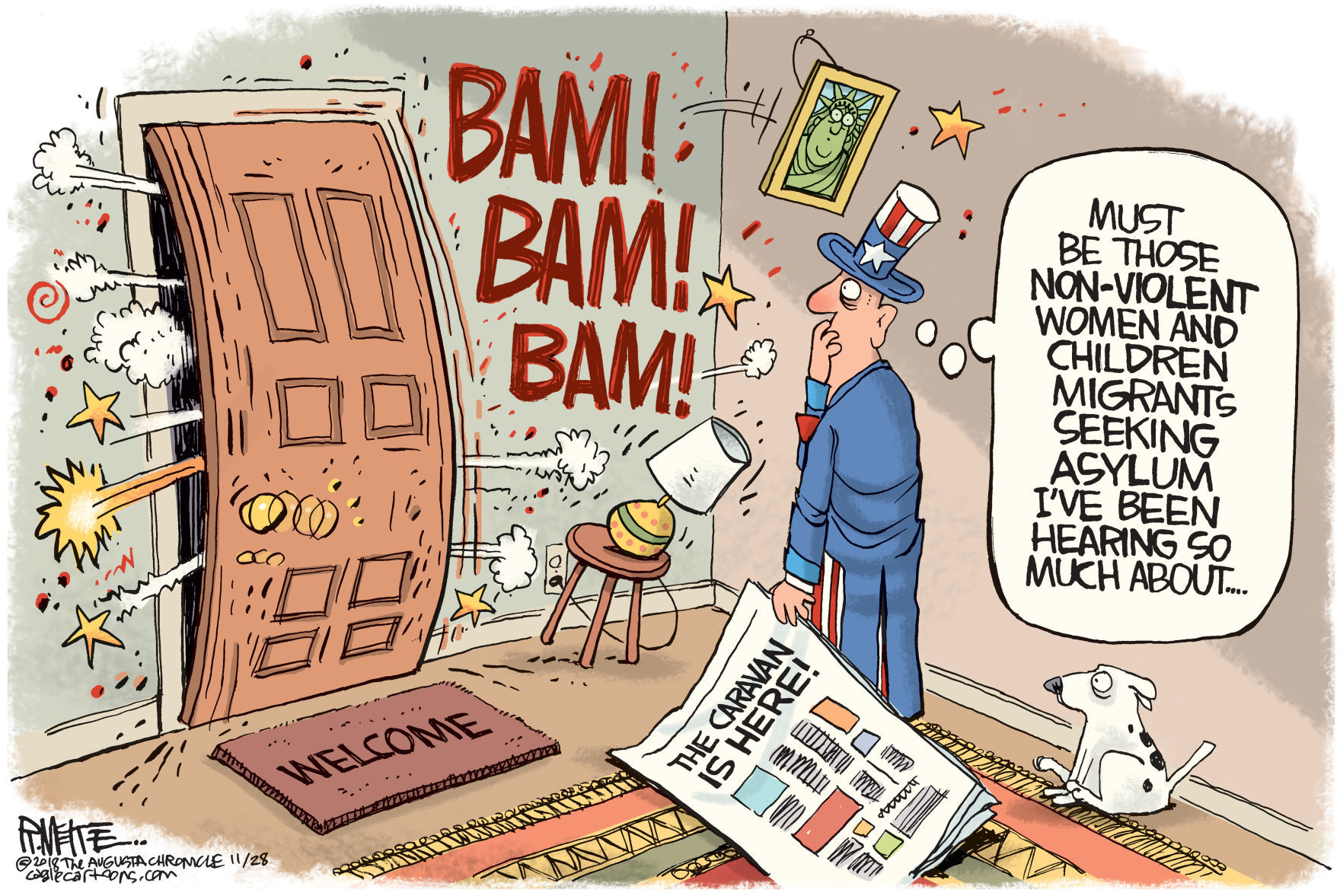 Caravan at the Door by Rick McKee, The Augusta Chronicle